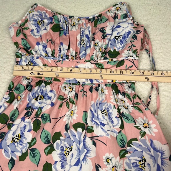 Yumi Kim Birch Dress Womens 2 Tie Spaghetti Straps Floral Bohemian Hippie Pink - Picture 6 of 9